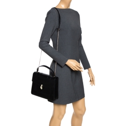 Pre Owned Bvlgari Black Leather Serpenti Forever Flap Bag