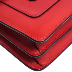 Bvlgari Red Leather Medium Serpenti Forever Flap Shoulder Bag