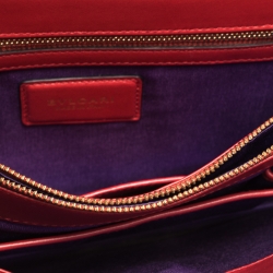 Bvlgari Red Leather Medium Serpenti Forever Flap Shoulder Bag
