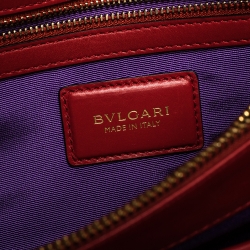 Bvlgari Red Leather Medium Serpenti Forever Flap Shoulder Bag