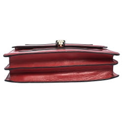 Bvlgari Red Leather Medium Serpenti Forever Flap Shoulder Bag