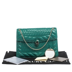 Bvlgari Green Quilted Scaglie Leather Medium Serpenti Forever Shoulder Bag