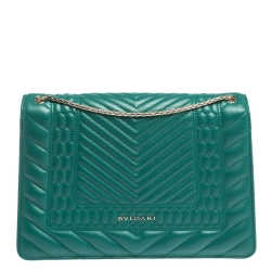 Bvlgari Green Quilted Scaglie Leather Medium Serpenti Forever Shoulder Bag