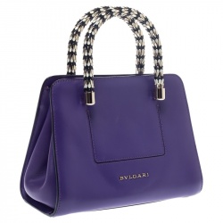 Pre Owned Bvlgari Purple Leather Serpenti Tote