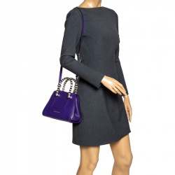 Pre Owned Bvlgari Purple Leather Serpenti Tote