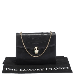 Bvlgari Black Leather Medium Serpenti Forever Shoulder Bag