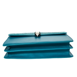 Bvlgari Teal Stingray and Leather Medium Serpenti Forever Shoulder Bag