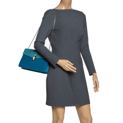 Bvlgari Teal Stingray and Leather Medium Serpenti Forever Shoulder Bag