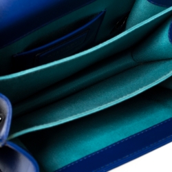 Bvlgari Royal Blue Leather Serpenti Forever Flap Top Handle Bag