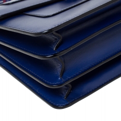 Bvlgari Royal Blue Leather Serpenti Forever Flap Top Handle Bag
