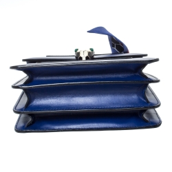 Bvlgari Royal Blue Leather Serpenti Forever Flap Top Handle Bag