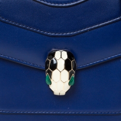 Bvlgari Royal Blue Leather Serpenti Forever Flap Top Handle Bag