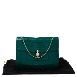 Bvlgari Green Leather Large Serpenti Forever Shoulder Bag