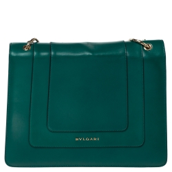 Bvlgari Green Leather Large Serpenti Forever Shoulder Bag
