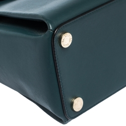 Bvlgari Green/Black Leather Medium Serpenti Viper Top Handle Bag