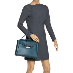 Bvlgari Green/Black Leather Medium Serpenti Viper Top Handle Bag