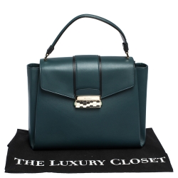 Bvlgari Green/Black Leather Medium Serpenti Viper Top Handle Bag