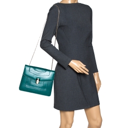 Bvlgari Green Leather Serpenti Forever Shoulder Bag