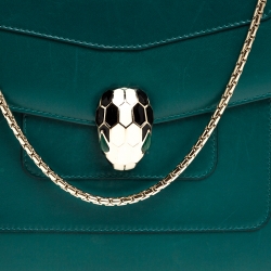 Bvlgari Green Leather Serpenti Forever Shoulder Bag