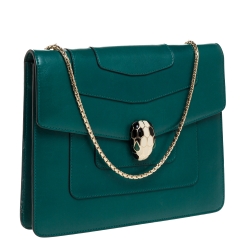 Bvlgari Green Leather Serpenti Forever Shoulder Bag