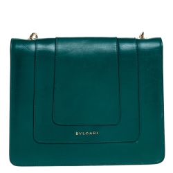 Bvlgari Green Leather Serpenti Forever Shoulder Bag