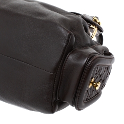 Pre Owned Bvlgari Dark Brown Leather Leoni Zip Satchel