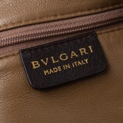 Pre Owned Bvlgari Dark Brown Leather Leoni Zip Satchel