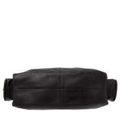 Pre Owned Bvlgari Dark Brown Leather Leoni Zip Satchel