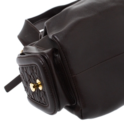 Pre Owned Bvlgari Dark Brown Leather Leoni Zip Satchel