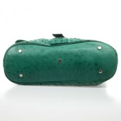 Pre Owned Bvlgari Green Ostrich Skin Leoni Shoulder Bag