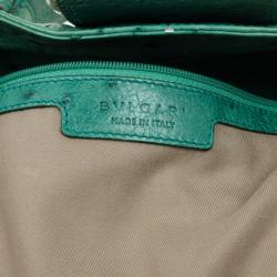 Pre Owned Bvlgari Green Ostrich Skin Leoni Shoulder Bag