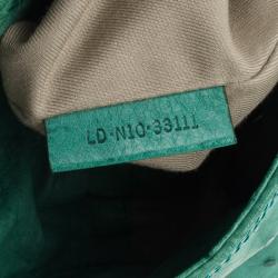 Pre Owned Bvlgari Green Ostrich Skin Leoni Shoulder Bag