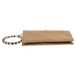 Pre Owned Bvlgari Beige Satin Serpente Bangle Clutch