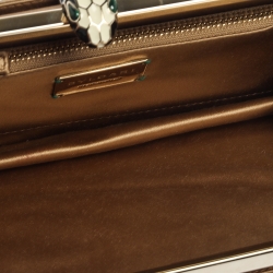 Pre Owned Bvlgari Beige Satin Serpente Bangle Clutch