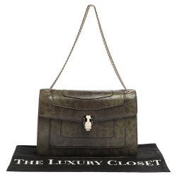 Bvlgari Green Lizard Medium Serpenti Forever Shoulder Bag 