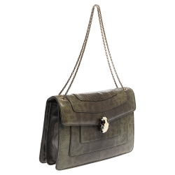 Bvlgari Green Lizard Medium Serpenti Forever Shoulder Bag 