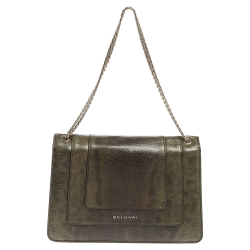 Bvlgari Green Lizard Medium Serpenti Forever Shoulder Bag 
