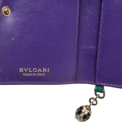 Pre Owned Bvlgari Green Leather Serpenti Forever Bifold Card Holder