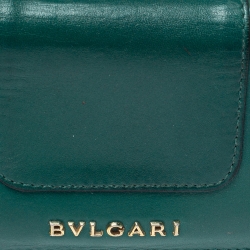 Pre Owned Bvlgari Green Leather Serpenti Forever Bifold Card Holder