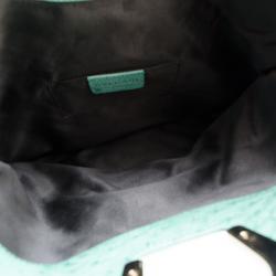 Pre Owned Bvlgari Jade Green Ostrich Clutch Bag
