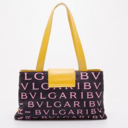 Pre Owned Bvlgari Navy Logo Mania Small Shoulder Bag 