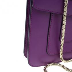 Pre Owned Bvlgari Purple Calfskin Serpenti Small Flap Bag