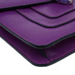 Pre Owned Bvlgari Purple Calfskin Serpenti Small Flap Bag