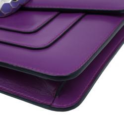 Pre Owned Bvlgari Purple Calfskin Serpenti Small Flap Bag