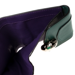Pre Owned Bvlgari Green Leather Serpenti Forever Trifold Wallet