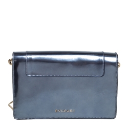 Pre Owned Bvlgari Metallic Grey Patent Leather Serpenti Forever Wallet on Chain