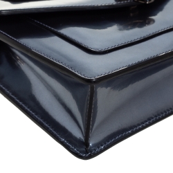 Pre Owned Bvlgari Metallic Grey Patent Leather Serpenti Forever Wallet on Chain