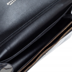 Pre Owned Bvlgari Metallic Grey Patent Leather Serpenti Forever Wallet on Chain