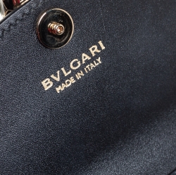 Pre Owned Bvlgari Metallic Grey Patent Leather Serpenti Forever Wallet on Chain