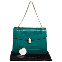 Bvlgari Green Leather Large Serpenti Forever Shoulder Bag